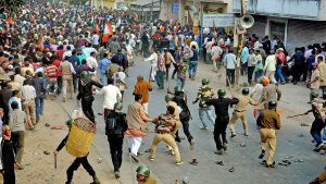 A scene from the Kaliachak riots that shook Malda on January 3.