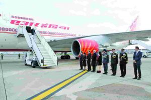 Prime Minister Narendra Modi exiting Air India One at Heathrow airport, London. wikimedia.org