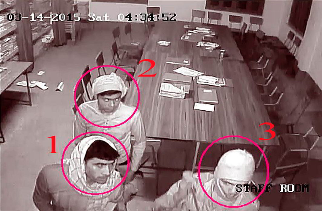 A still image taken from CCTV footage provided by the West Bengal Police. Photo: UNI