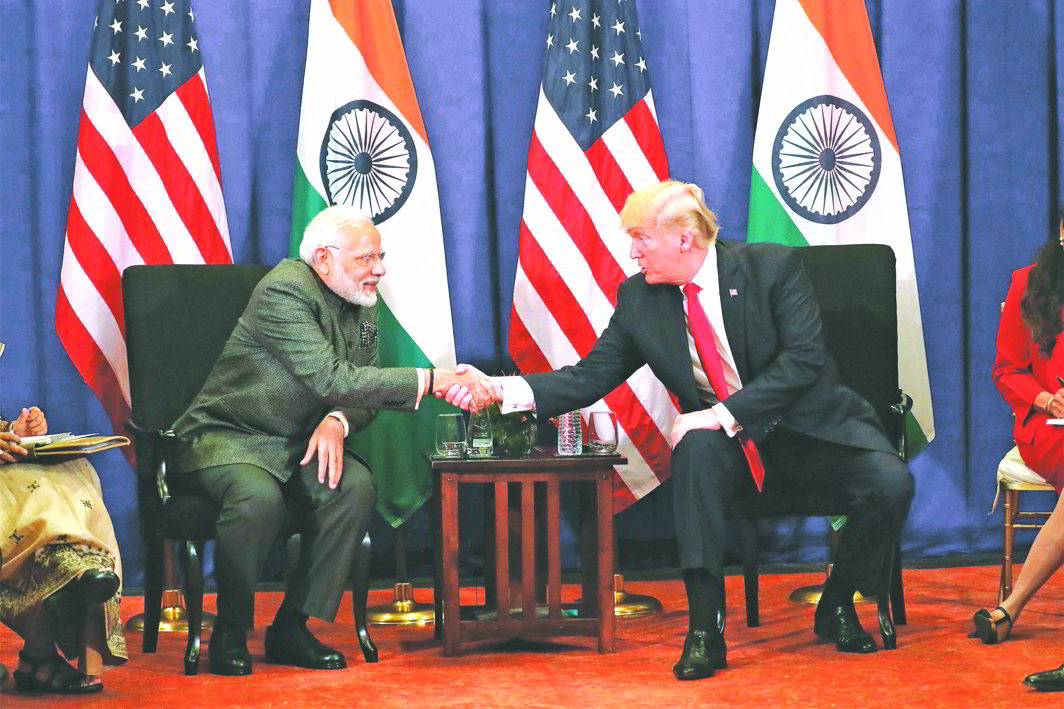 President Donald Trump with PM Modi at a bilateral meeting alongside the Manila summit. Photo: UNI
