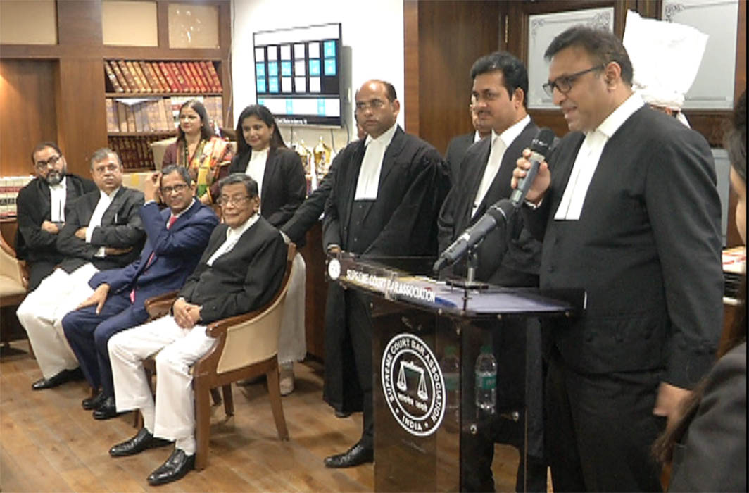 Pradeep Rai addressing the august gathering of Justice Ramana and Attorney General KK Venugopal