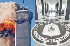 (L-R) September 11, 2001 terrorist attacks (photo YouTube); CIA headquarters in Virginia, US