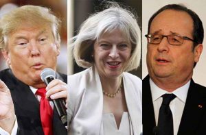 (L-R) US president Donald Trump, British Prime Minister Theresa May, French president Francois Hollande. Photos: UNI