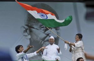 Anna Hazare started a Satyagraha movement by commencing a fast unto death in New Delhi to demand the passing of the Lokpal Bill