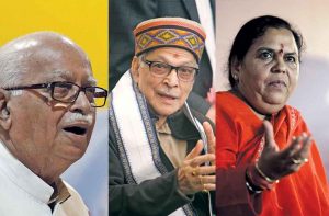 The apex court has found fault with the order exonerating (from left) LK Advani, MM Joshi and Uma Bharti in the Babri Masjid case