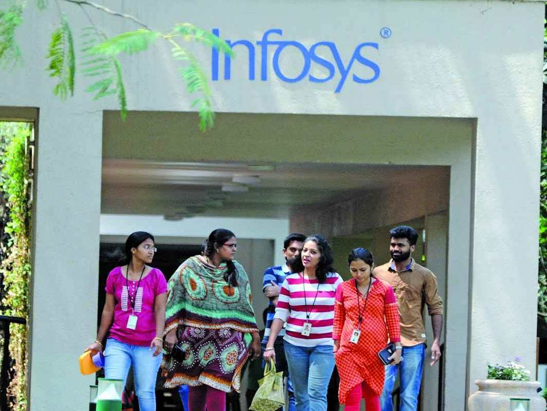 Employees at the Infosys campus in Bengaluru. Photo: UNI