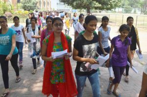 Candidates coming out the examination centre after appearing for NEET exam, in Patna (file picture). Photo: UNI