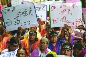 Domestic workers demand a separate central legislation during a protest at Jantar Mantar in Delhi in 2014 to ensure that their work gets due recognition. Photo: Anil Shakya