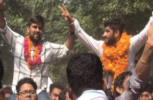 Candidates celebrating their victories in the DUSU elections which were declared today