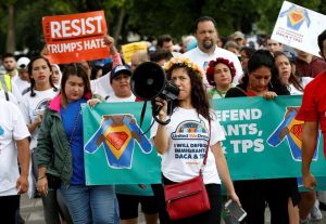 Immigration activists demanding protection of DACA and TPS programmes at a rally in Washington. Photo: UNI