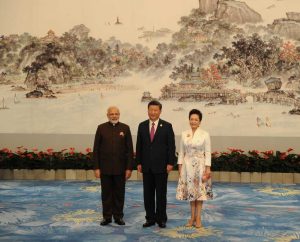 PM Modi with Chinese president Xi Jinping and First Lady Peng Liyuan on the sidelines of the 9th BRICS Summit in Xiamen. Photo: UNI