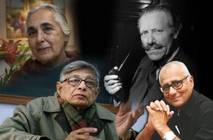 (Clockwise from top left) Renowned historian Romila Thapar, British archaeologist the late Mortimer Wheeler and renowned historian Irfan Habib