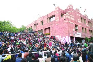 Students protesting on the Jawaharlal Nehru University campus in 2016. Photo: Anil Shakya