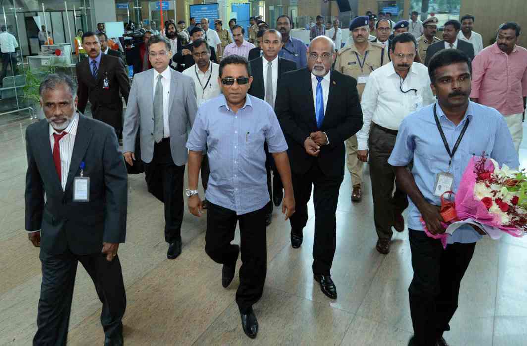 Maldivian president Abdulla Yameen (centre) is opposing India and harming New Delhi’s interests/Photo: UNI