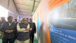 Prime Minister Narendra Modi with the then Uttarakhand Chief Minister Harish Rawat visiting an exhibition during the launch of the Char Dham Rajmarg Vikas Pariyojna, in Dehradun (file picture)/Photo: UNI