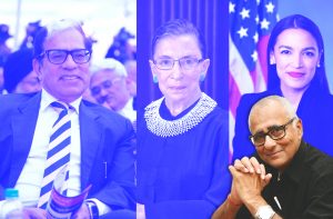 (Left) Justice AK Sikri: Are his comments valid?; Ruth Bader Ginsburg (centre) and US Congresswoman Alexandria Ocasio-Cortez: Living life full size their own way