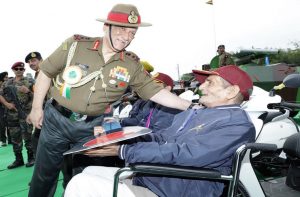Army Chief General Bipin Rawat greeting a retired disabled person. The Army needs to rectify defects in the disability pension system/Photo: spsnavalforces.com