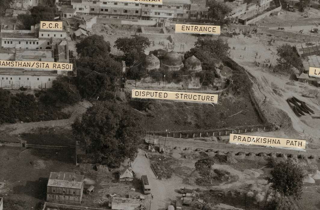 The Babri Masjid site with Ram Janmasthan and Sita ki Rasoi/Photo Courtesy: Konark Publishers