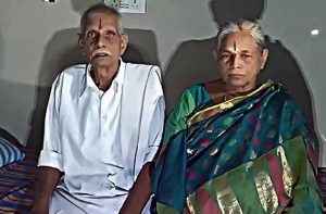 Mangayamma with her husband. She is the oldest woman to give birth/Photo: ANI