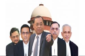 he Ayodhya case is being heard by a Constitution Bench comprising Chief Justice of India Ranjan Gogoi (centre) and (from left) Justices SA Bobde, DY Chandrachud, Ashok Bhushan and Abdul Nazeer