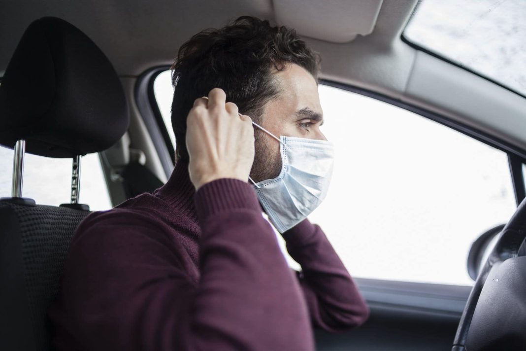 wearing masks while driving