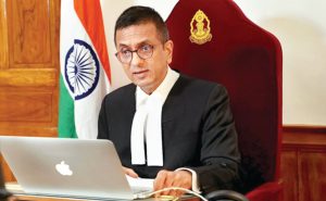 CJI DY Chandrachud with his laptop