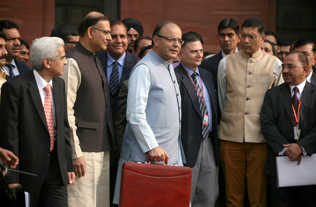 Arun Jaitley ahead of the annual budget presentation in parliament last year