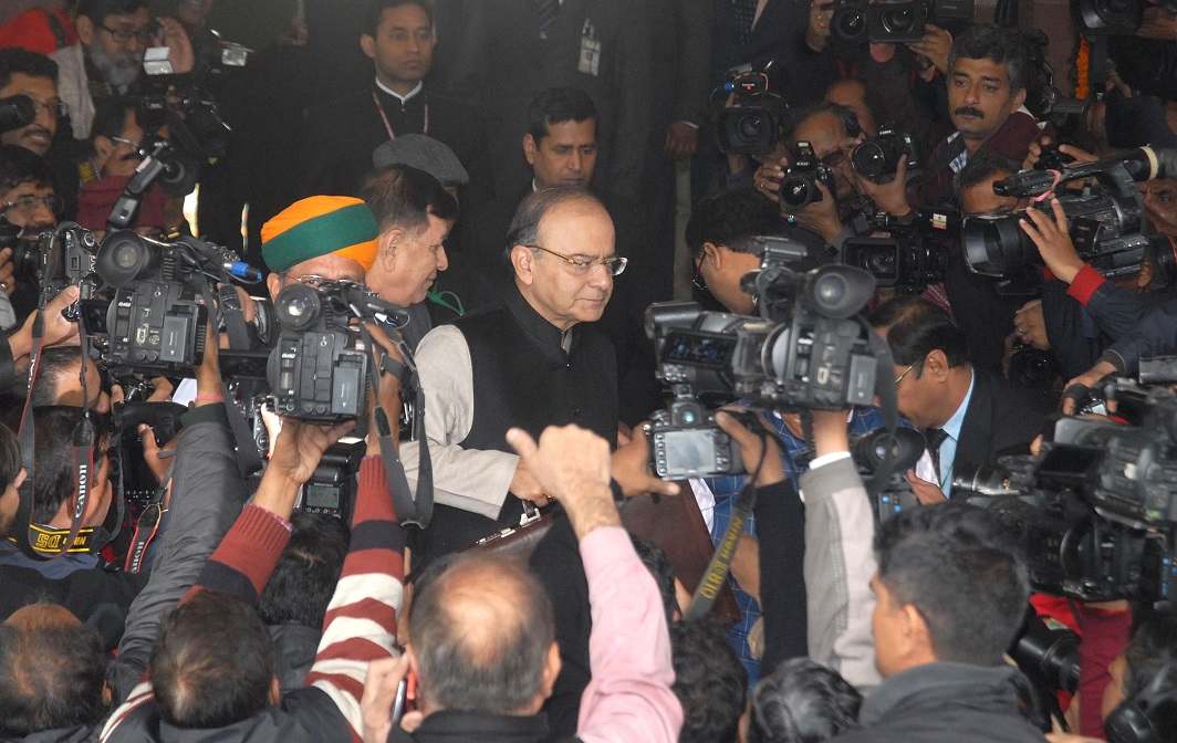Union Finance Minister Arun Jaitley on arrival to present the General Budget 2017-18 at Parliament House in New Delhi on February 1, UNI