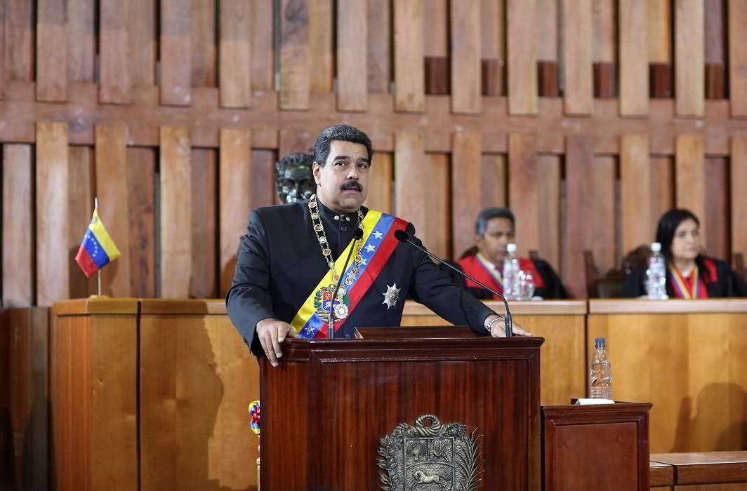 AT THE HELM: Venezuelan president Nicolas Maduro speaks during a ceremony to mark the opening of the judicial year at the Supreme Court of Justice in Caracas on February 7, Reuters/UNI