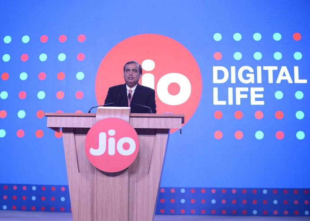 Reliance Jio chairman Mukhesh Ambani announces the extension of its free 4G services till March 31 under the Happy New Year Plan in Mumbai in December