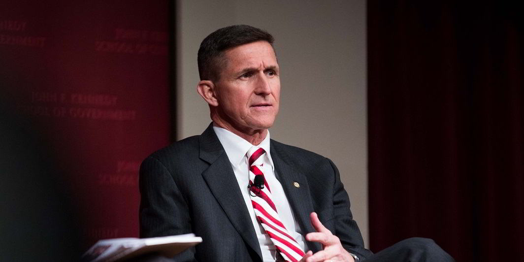 Flynn (above) resigned as the US national security adviser after reports that he misled Vice-President Pence over discussions with the Russian ambassador