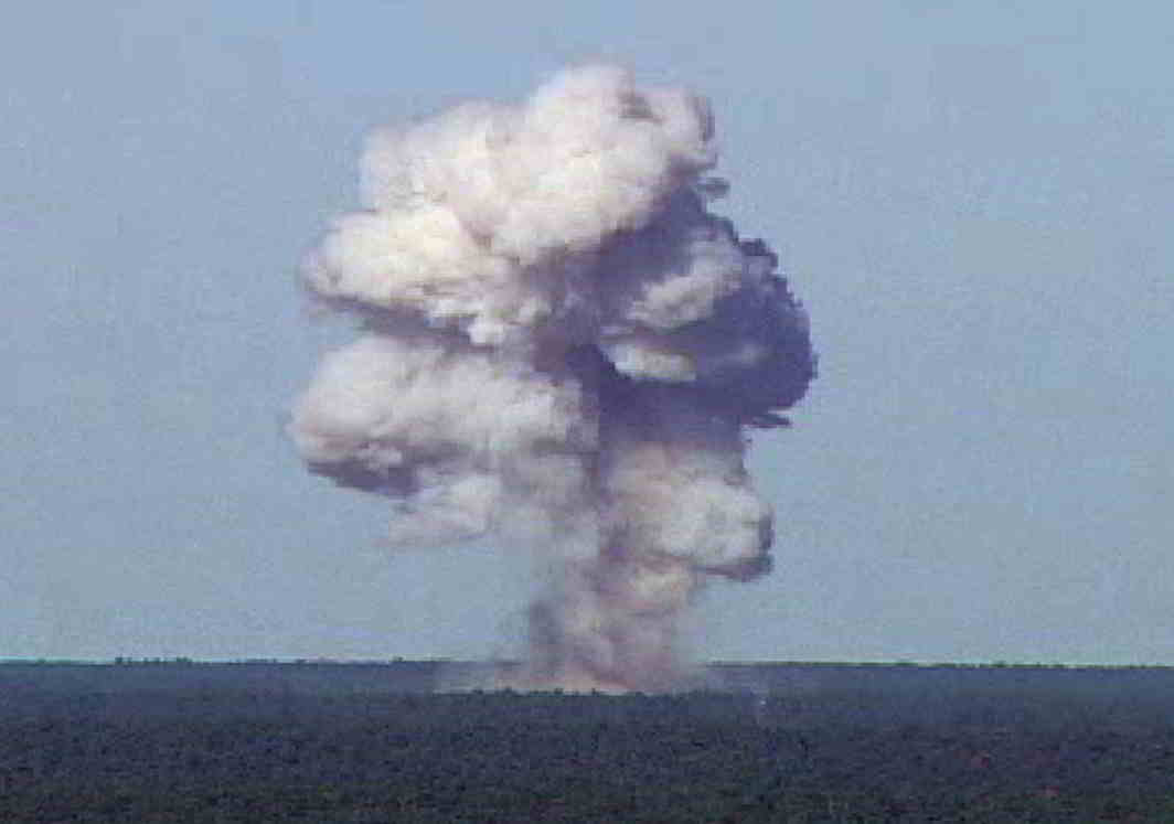 The GBU-43/B, also known as the Massive Ordnance Air Blast, detonates during a test at Elgin Air Force Base, Florida, US, on November 21, 2003, in this handout photo provided on April 13, 2017, Reuters/UNI