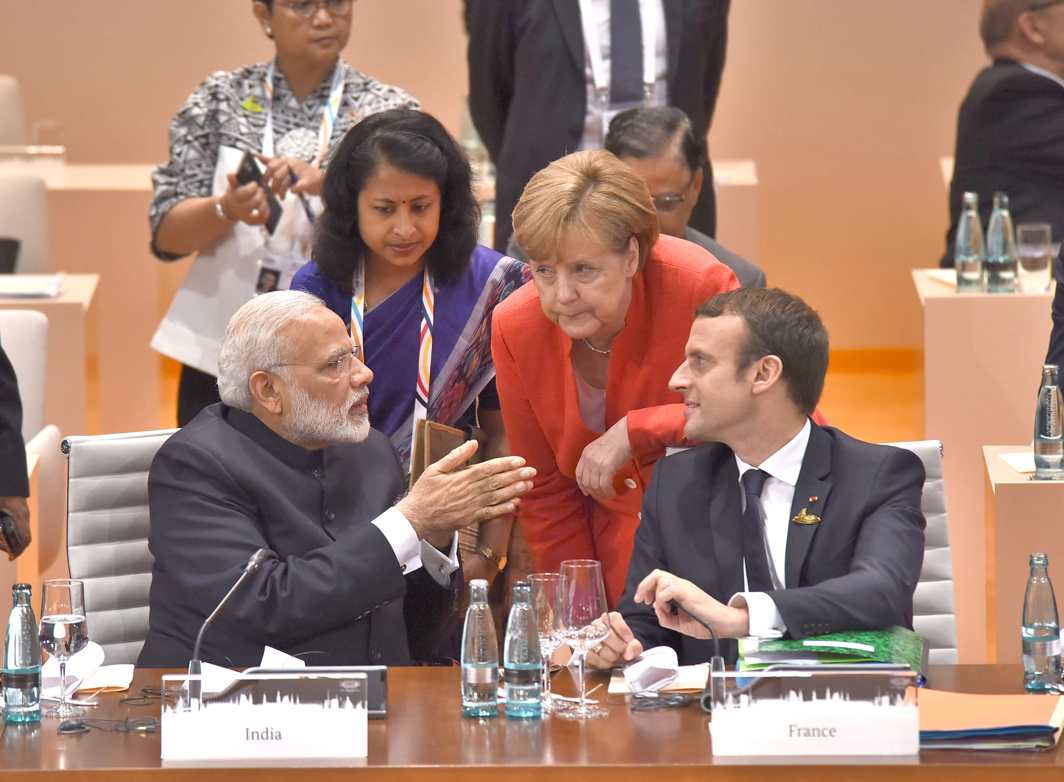 POWER TRIO: Prime Minister Narendra Modi at the Plenary Session of the 12th G-20 Summit, in Hamburg, Germany, UNI