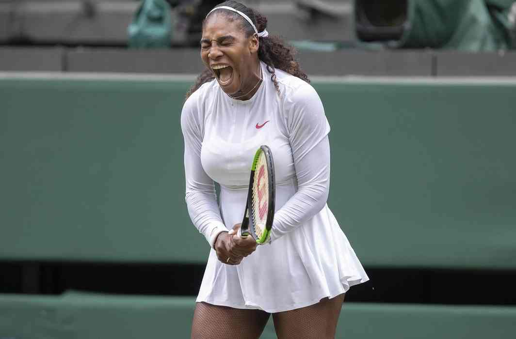 Serena Williams (USA) reacts during her match against Viktoriya Tomova (BUL) on day three at the All England Lawn and Croquet Club, London, United Kingdom; Susan Mullane/USA TODAY/Reuters/UNI