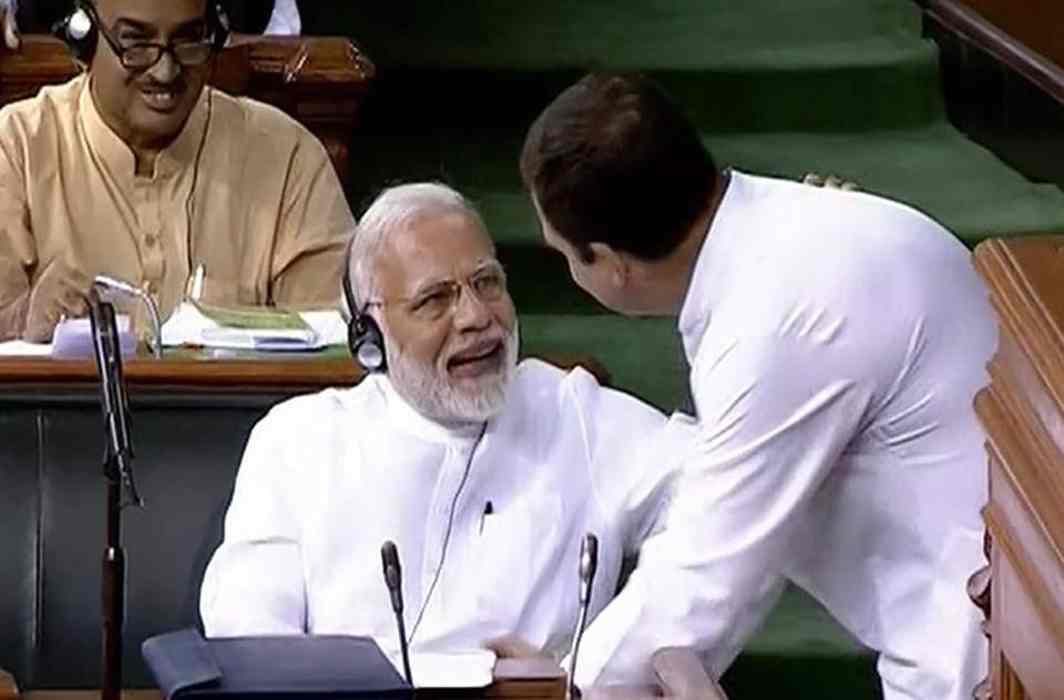 No confidence motion: After a scathing attack, Rahul Gandhi hugs PM Modi