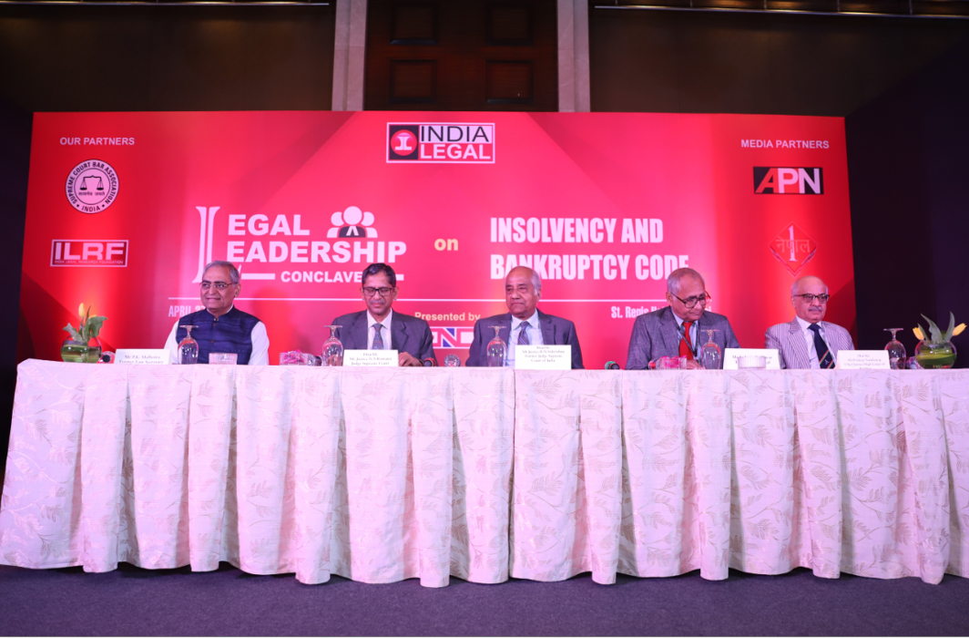 (L to R) Former law secretary P K Malhotra, Supreme Court judge Justice N V Ramana, Former Supreme Court judge Justice B N Krishna, Editor of India Legal, Inderjit Badhwar and Chief Justice of Bombay High Court Justice Pradeep Mandar in the Legal Leadership Conclave /Photo: Anil Shakya