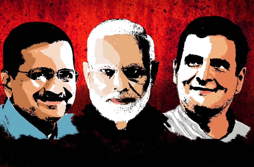 Arvind Kejriwal, Narendra Modi and Rahul Gandhi