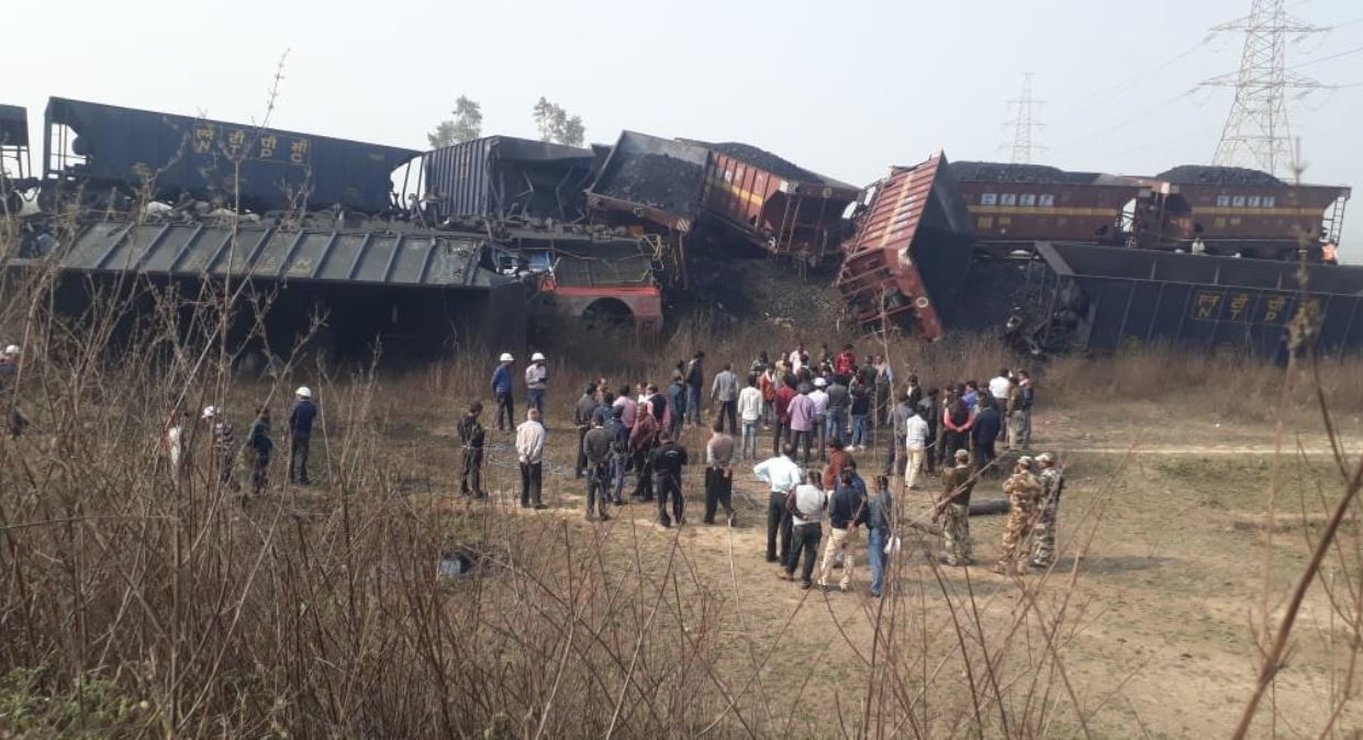 Cargo trains collided head on