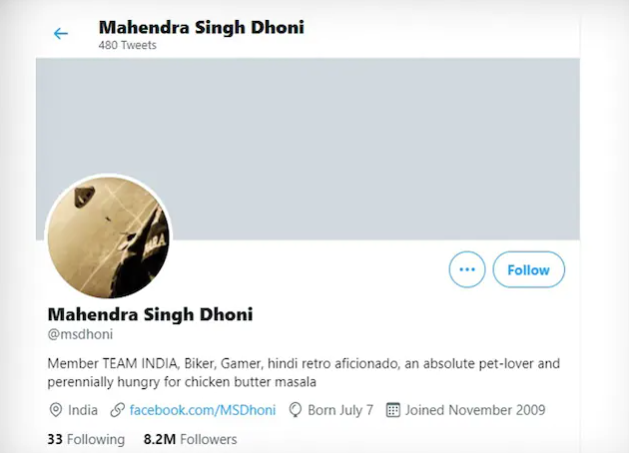 MS Dhoni’s Twitter account