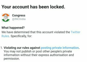 Twitter locks Congress account