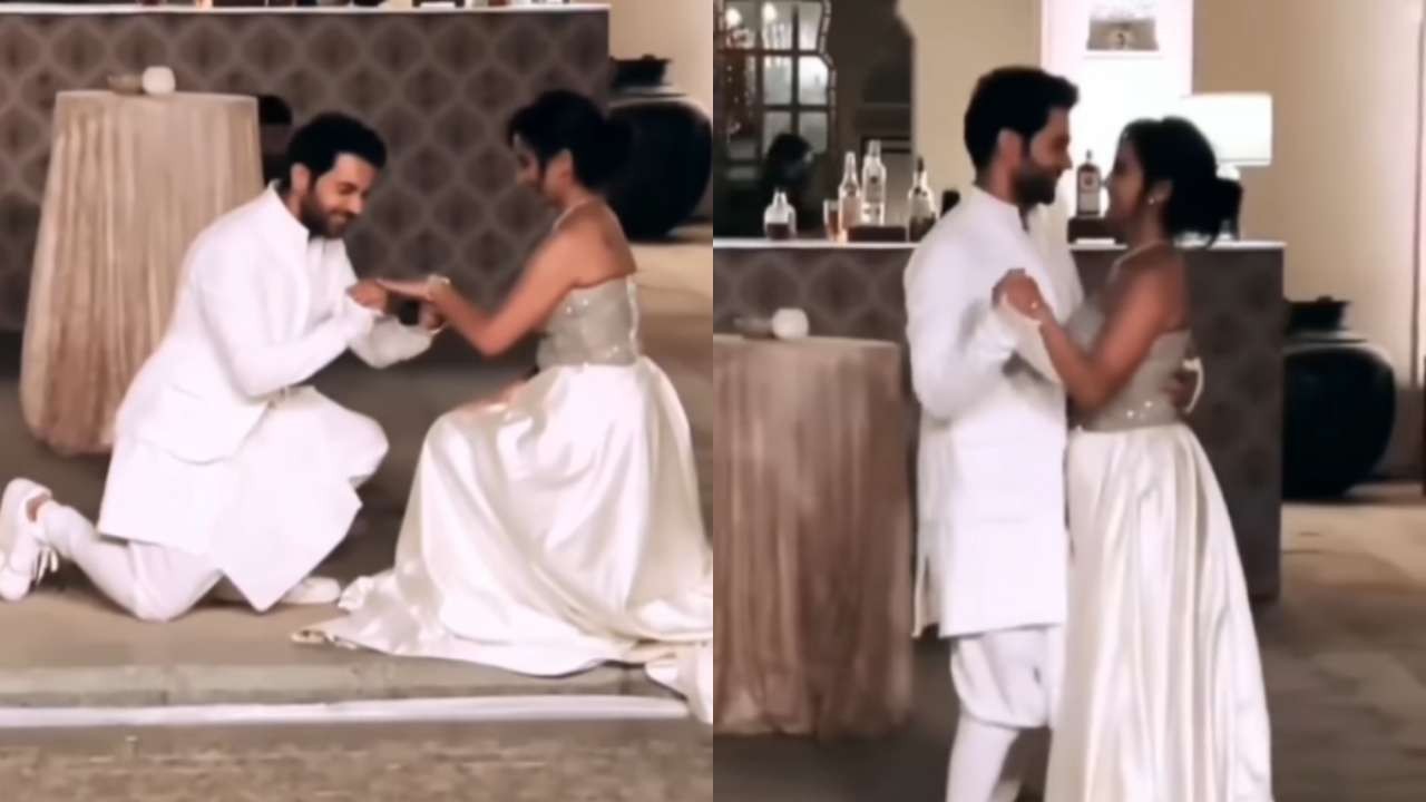 It's wedding season in Bollywood! Rajkummar Rao and Patralekha Paul get engaged in all-white outfits paired with sneakers