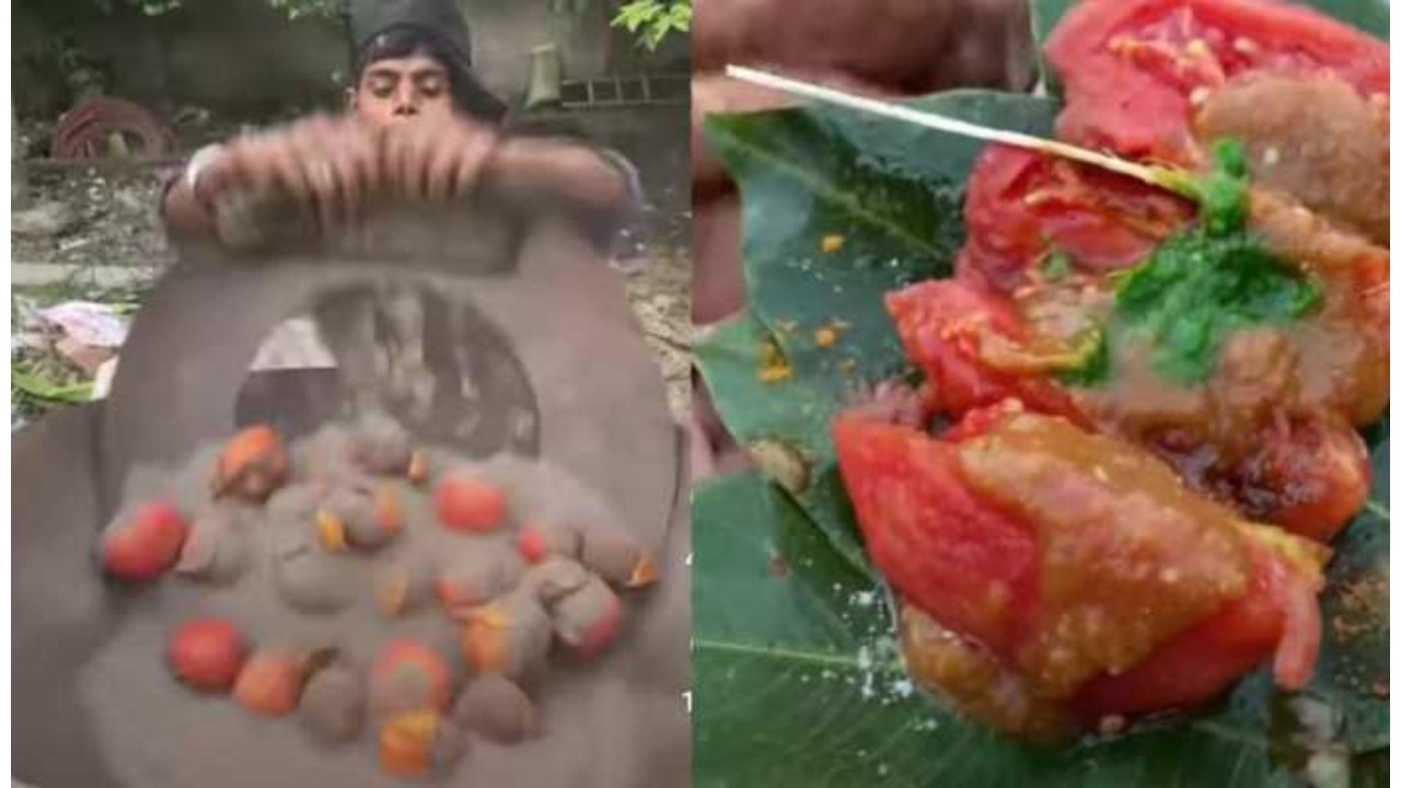 Viral! Man serving tomato chaat after roasting them in hot sand leaves internet stunned