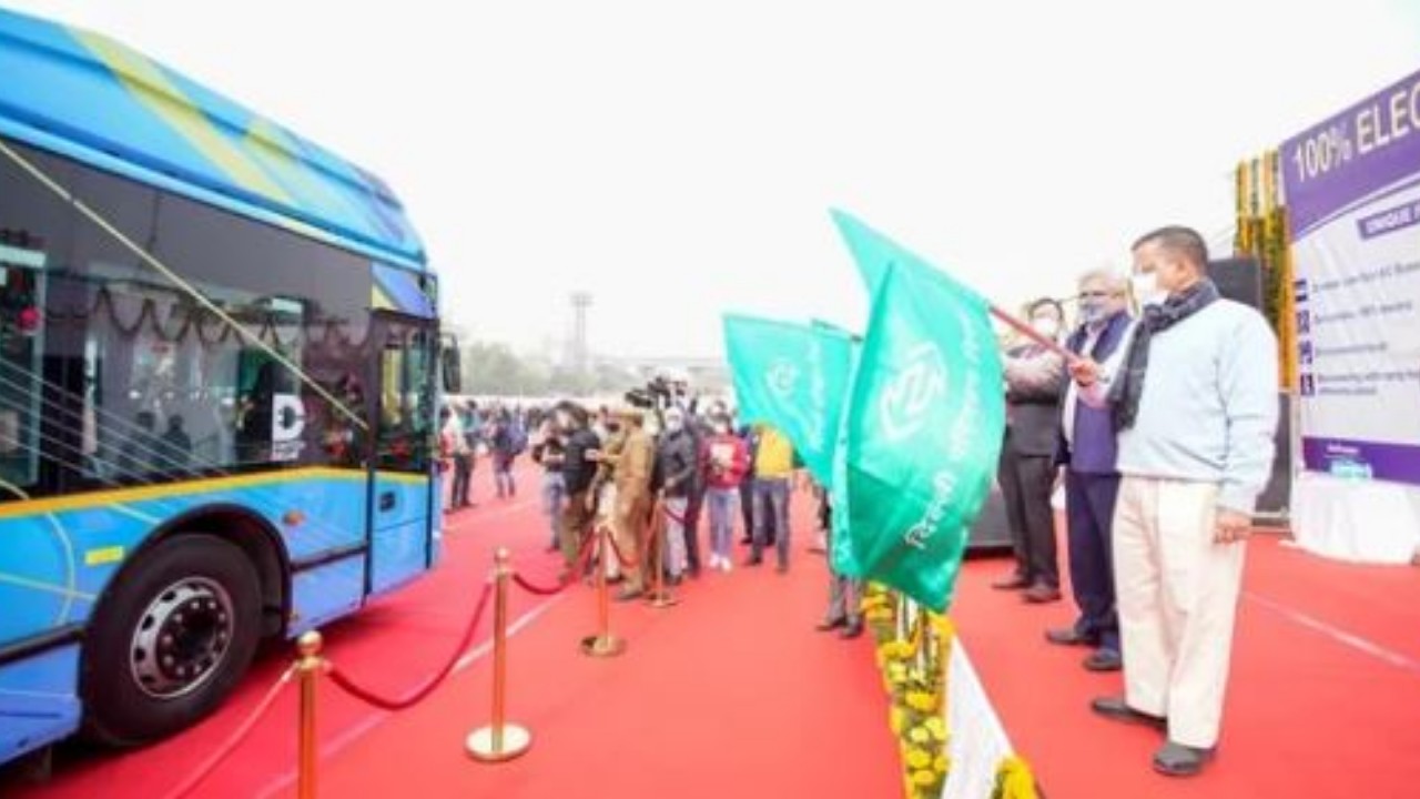 Delhi CM Arvind Kejriwal flags off electric bus services