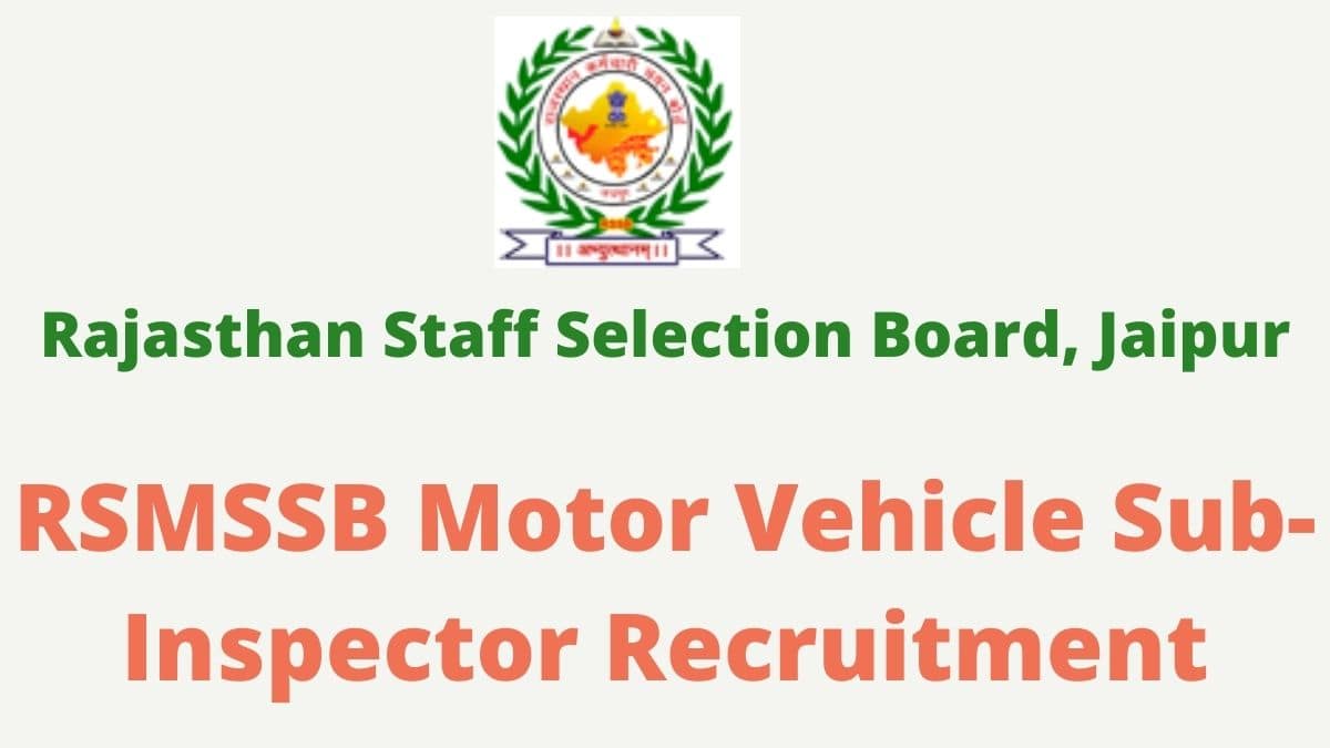 RSMSSB Motor Vehicle SI Recruitment Admit Card 2022