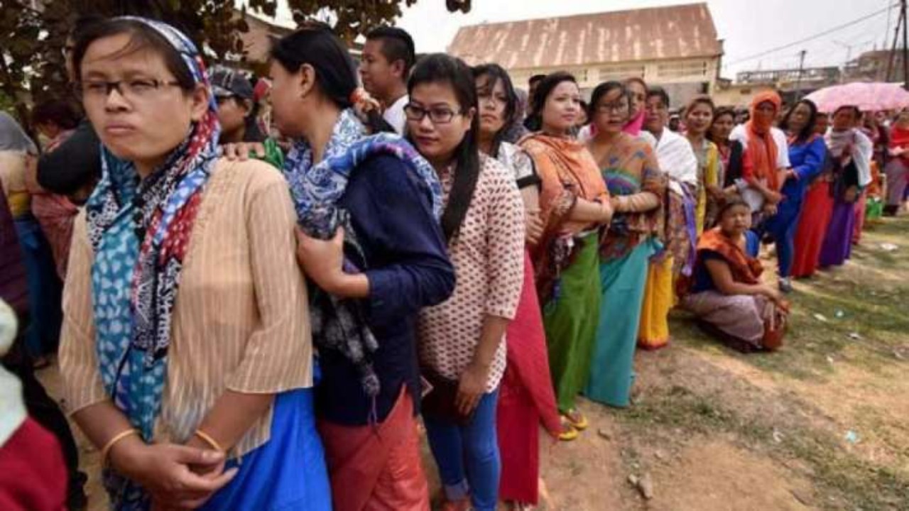 Manipur Election 2022: Long queues of voters seen outside Imphal polling station