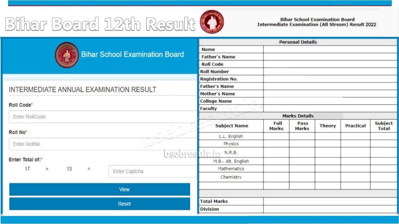 Bihar Board Class 12th result 2022