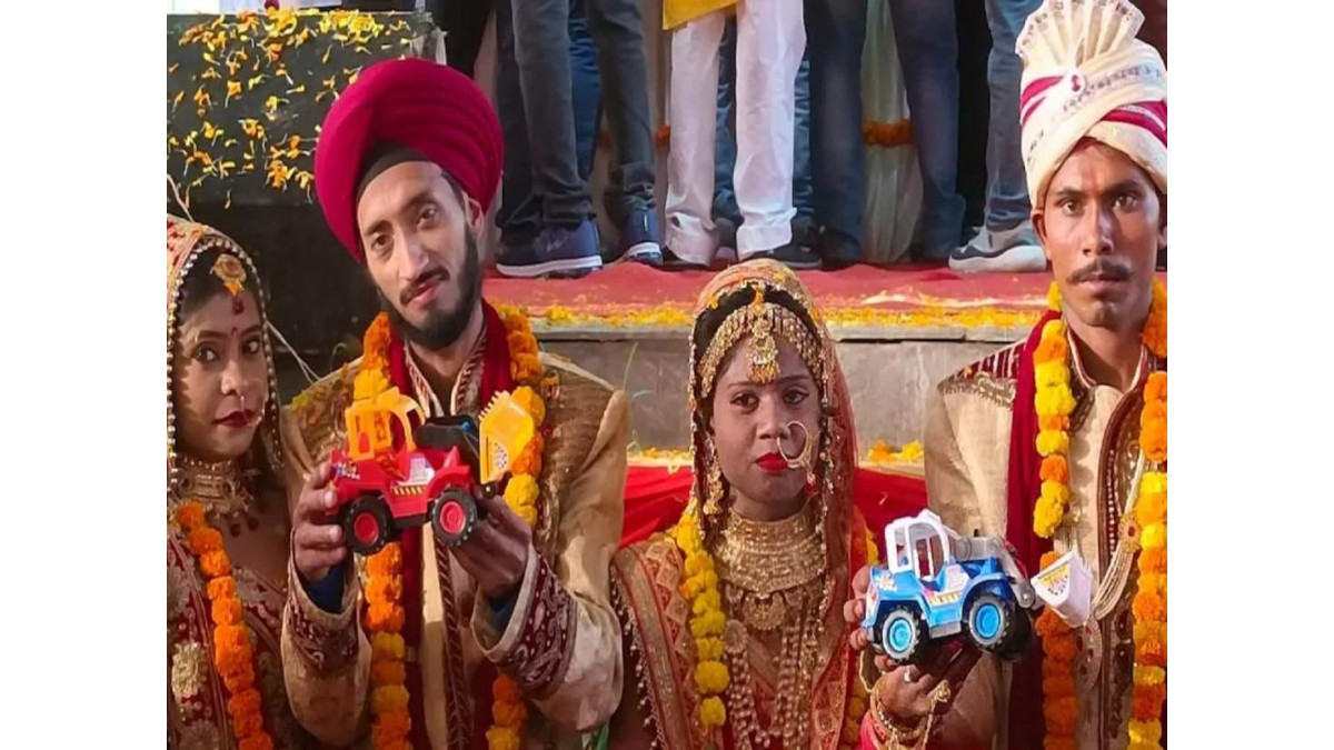 Yogi government gifts toy bulldozers to couples in mass wedding in Prayagraj