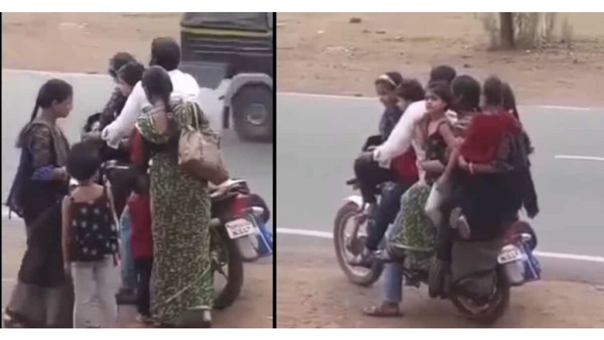 Viral: 7 people on a single bike! Watch to know what happens next!