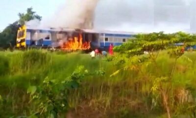 Bihar: Fire breaks out at train in Bhelwa Railway Station, video goes viral