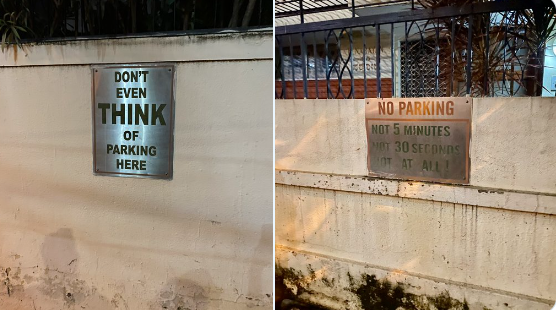 no parking sign boards